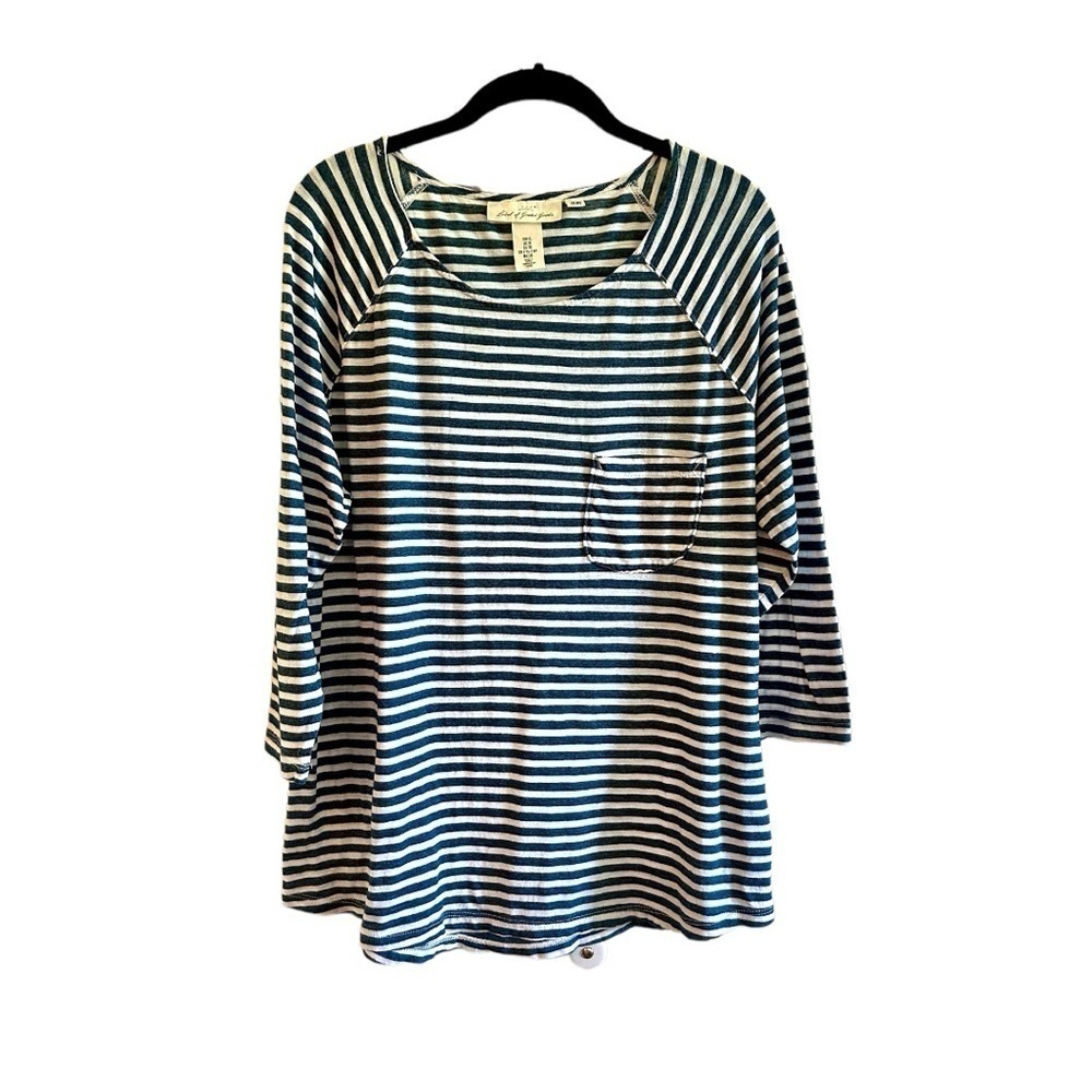 L.O.G.G. H&M, WOMENS NAUTICAL STYLE TOP IN BLUE & WHITE STRIPE. SIZE XL